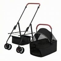 Folding Pet Stroller Zipper Closure Animal Transport Easy to Fold