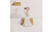 Removable Lid Figurine Jewelry Box Floral Relief Girl Figurine Box Desktop Display Home Decor