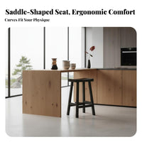 Minimalist Design Backless Saddle Stool Built-in Footrest Bar Chair Sturdy Construction Kitchen Seating Stable Frame for Homeowners, Adults, Business Owners, Pub, Cafe, Restaurant, Dining Area
