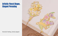 Mini Brass Bookmark with Classical Hollow Flower Design, Artistic Carving, Personalized Insignia, Ideal Gift