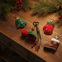 Christmas Knitted Mini Hat Heart Tree Bag Charm Keychain