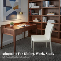 Minimalist Design Armless Leather-Wrapped Chair Padded Seat Armless Upholstered Side Chair Ergonomic Backrest Indoor Seating Rounded Corners for Homeowners, Families, Business Owners, Dining Room, Home Office, Kitchen, Restaurant