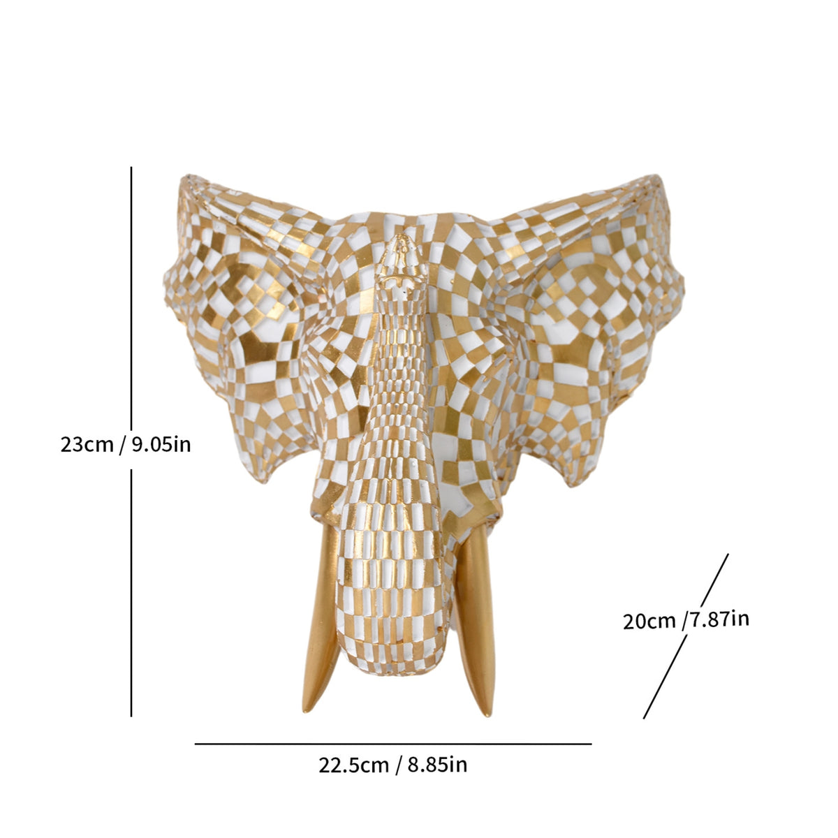 Elephant Head Wall Sculpture Geometric Elephant Head Wall Mount Art for Entryway, Office