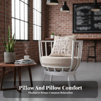 utilitarian design Upholstered Metal Frame Armchair Modern Aesthetic paded Suspension Armchair Thick Soft pad Lounge Chair space-saving Design for Cafe Owners, Homeowners, Balcony, Living Room, book reading alcove, Home Office