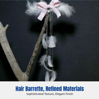 Handmade Feather Hairpin, Bowknot, Long Ribbon, Traditional Chinese Dress Vintage, Romantic Vintage Design