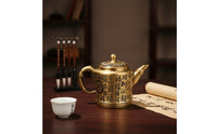 Brass Teapot Ornament Teapot Ornament Stable Tabletop Display for Tea Lovers, Collectors, Bookshelf