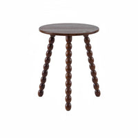 Round Bobbin Leg Table Compact Design Bobbin Leg Accent Table Multifunctional Vintage Design Nightstand for Bedroom