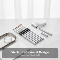 6 Pieces Multiple Sizes Included Nail Art Brush Set Detachable Design Gel Nail Brush Set Professional Quality for Home Use, Beauty School