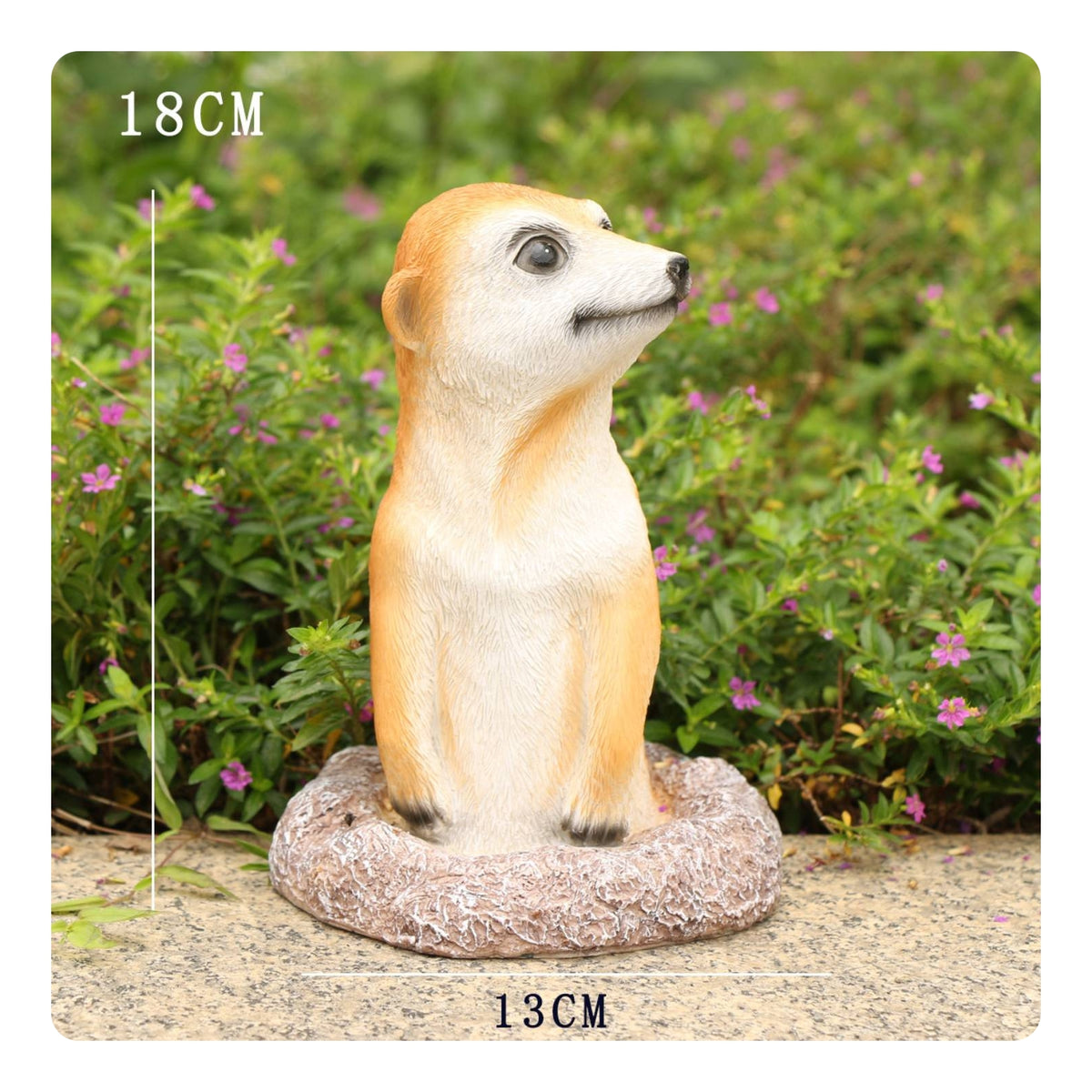 Natural Finish Meerkat Resin Figurine Painted Face Meerkat Garden Statue Outdoor Resin Creature Figurine Weather-Resistant for Flowerpot