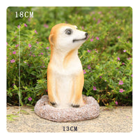 Natural Finish Meerkat Resin Figurine Painted Face Meerkat Garden Statue Outdoor Resin Creature Figurine Weather-Resistant for Flowerpot
