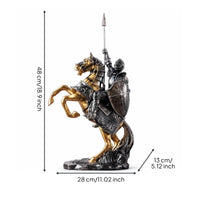 Equestrian Knight Horse Figurine Armored Knight Horse Textured Base Equestrian Sculpture Realistic Details for Home Display