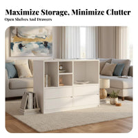 Multi-Compartment Console Large Capacity Modular Cabinet with Drawers Space-Saving Sideboard for Families, Renters, Entryway, Living Room, Behind Sofa