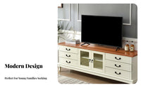 Matching Coffee Table Available Low-Profile Cabinet with Drawers Modern Simple Design TV Stand Ample Storage Media Console Sturdy Construction for Homeowners, Renters, Families, Living Room, Bedroom, Apartment