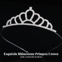 Princess Crown Glittering Queen Headpiece Crystal Crown Elegant Design Crystal Tiara Baroque Design for Prom, Photoshoots