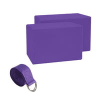 Stretching Blocks and Stretching Straps Set Non-Slip for Beginners, Yogis, Home Gym, Travel