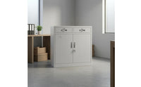 Lockable Filing Cabinet Metal Handles Double-Door Filing Cabinet Gray