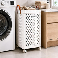 Ventilated Plastic Laundry Hamper Perforated Household Organizer with Handle