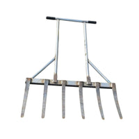 6-Tine Fork Black Grip Sleeves Wide-Head Digging Fork Silver Outdoor Equipment