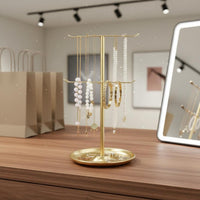 Necklace Hanger Open-Frame Jewelry Organizer with Round Base Multi-Functional Jewelry Tree for Women, Girls, Vanity