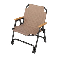 Quilted Kermit Chair Low-Height Folding Chair with Wooden Armrests Stable Furniture Sturdy for Fishing