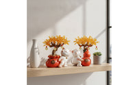 Fortune Cat with Money Tree Traditional Tabletop Decoration Compact Decor for Homeowners