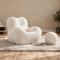 Soft Lamb Fleece Sofa Chair Skin-Friendly Single Sofa Chair Breathable Seating Furniture No Assembly Required for Living Room