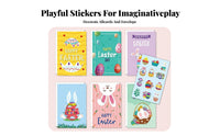 12 Pieces Easter Wishes Card Set Bunny and Egg Patterns Easter Notelet Pack Includes Envelopes Greeting Cards for Family, Families Event, Home