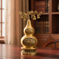 Brass Gourd Statue Feng Shui Gourd Ornament Chinese Desktop Decoration for Living Room