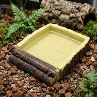 Anti-Slip Reptile Bath and Tortoise Bathing Pool, Shallow Reptile Bath for Reptiles, Snakes and Geckos, Sturdy Resin Soaking Basin Dish