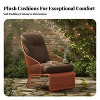 Nordic Design Woven Frame Single Sofa Weather Resistant Woven Lounge Chair Designer Look Outdoor Furniture Thick seat pads for Designers, Hotel Managers, homeowners, Balcony, supportyard, Deck, waterfront