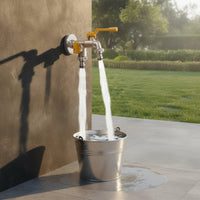 Outdoor Wall-Mounted Faucet with Double Outlet Thickened Metal Double Outlet Faucet Threaded for Balcony