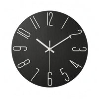 Slim-Edge Frameless Wall Clock Raised Numerals Silent Quartz Clock Wood-Grain