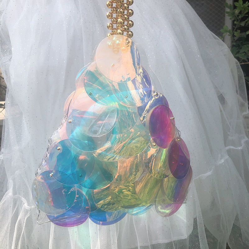 Handwoven Shell-Shaped Bag with Chain Strap