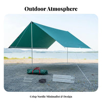 Black Glue Coating Octagonal Camping Tarp Waterproof Sun Shade Sunlight Protection Portable Awning Large Coverage Area for Campers, Families, Picnics, Backyard, Hiking, Road Trips