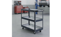 3-Tier Metal Utility Cart with Handle Heavy Duty Rolling Utility Cart Sturdy Long-Lasting for Mechanics, Beauticians, Garage, Workshop, Salon
