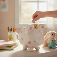 Ceramic Crown Piggy Bank for Kids and Adults