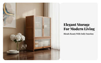 Space Saving Living Room Sideboard Cabinet Adjustable Shelves Dining Room Sideboard Elegant Design Kitchen Pantry Cabinet Heavy Duty for Homeowners, Families, Homemakers, Hallway