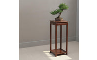 Tall Pedestal Stand with Shelf Indoor Wooden Display Stand Square Bonsai Pedestal Carved for Homeowners, Collectors