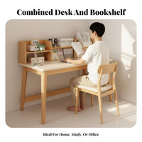 Study Desk with Bookshelf Open Shelving Desk with Hutch Wide Desktop Writing Table for Students, Small Areas, Bedroom, Dorm Room