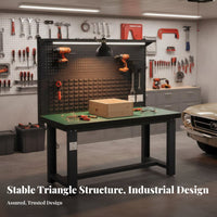High Load Capacity Heavy-Duty Workbench All-Steel Frame Anti-Static Repair Bench Integrated LED Light Industrial Work Table with Drawers Built-in Power Outlets for Electricians, DIY Enthusiasts, Woodworkers, Factory, Warehouse, Home, Basement