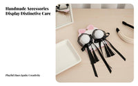2 Pieces Chinese Design Hair Fastener S Handmade Doll-Like Hair Bun Caps Chinese Design Bun Cover Ribbon Knot Accent Doll-Like