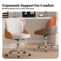 Height Adjustable Armless wheeled Chair Ergonomic spine supportrest rotating Stool effortless Rolling Casters Office Furniture Minimalist Design for Nail Technicians, Makeup lovers, Vanity Users, Dorm Room, Study Area, Small Spaces, Workstation