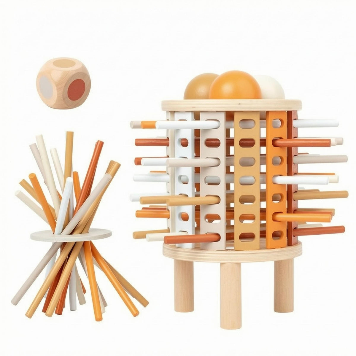 Educational Pisa Structure Balance Toy Hand-Eye Coordination Wooden Balancing Structure Natural Wood Finish Wooden Balance Game Perforated