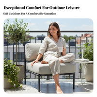 Nordic Design Woven Rope Armchair Weather Resistant Cushioned Woven Armchair Waterproof Outdoor Furniture Minimalist Aesthetic for Homeowners, Hotel Managers, Hospitality Professionals, Balcony, Courtyard, Backyard, Poolside