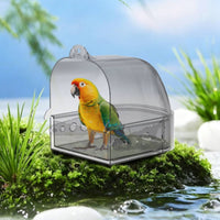 Bird Bath with Bottom Drawer Transparent Bird Bath with Drawer Pet Supply Clear Covered for Small Birds
