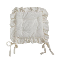 Ruffled Chair Cushion Square Chair Pad with Ties Padded Easy-to-Tie for Dining Chairs