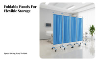 Foldable Mobile Medical Separator Lockable Casters Wheeled Privacy Partition On casters Folding separater Freestanding Design for Clinic Staff, Therapists, sectionedice Workers, Hospital, Physiotherapy Room, Nursing Home