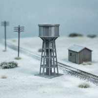 Finished N-Scale Water Structure Plastic Tank-Style Water Structure Gray Railway Accessory Realistic for Modelers, Hobbyists, Dioramas, Train Yards