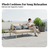 4 Pieces Waterproof 4-Piece Woven Sofa Set Weather-Resistant Outdoor Furniture Wickerdesign Weave Patio Seating paddinged Seats for Families, Homeowners, Entertainers, Garden, Sunroom, Backyard, Porch