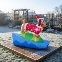 Christmas Inflatable Dachshund Lighted Inflatable Dachshund Festive Yard Decoration for Homeowners, Families